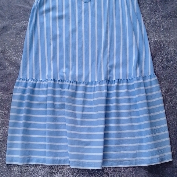 Vintage 90s Blue and White Striped Sleeveless Dress SHIRLEY K - Picture 4 of 8